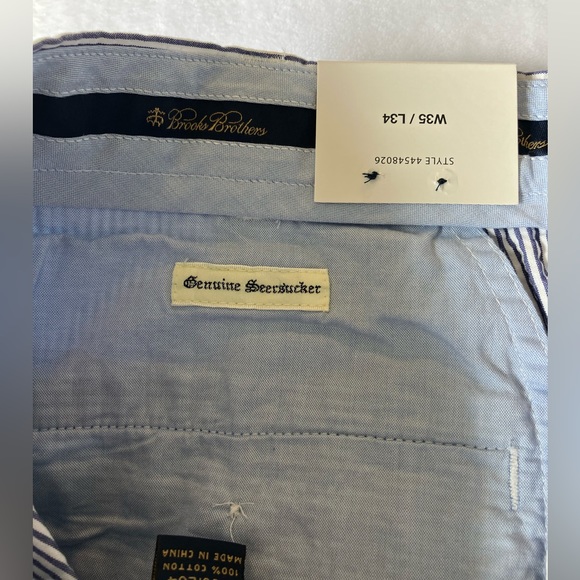 Brooks Brothers 35X34 Clark Genuine Seersucker Striped Pants NWT - Picture 7 of 8